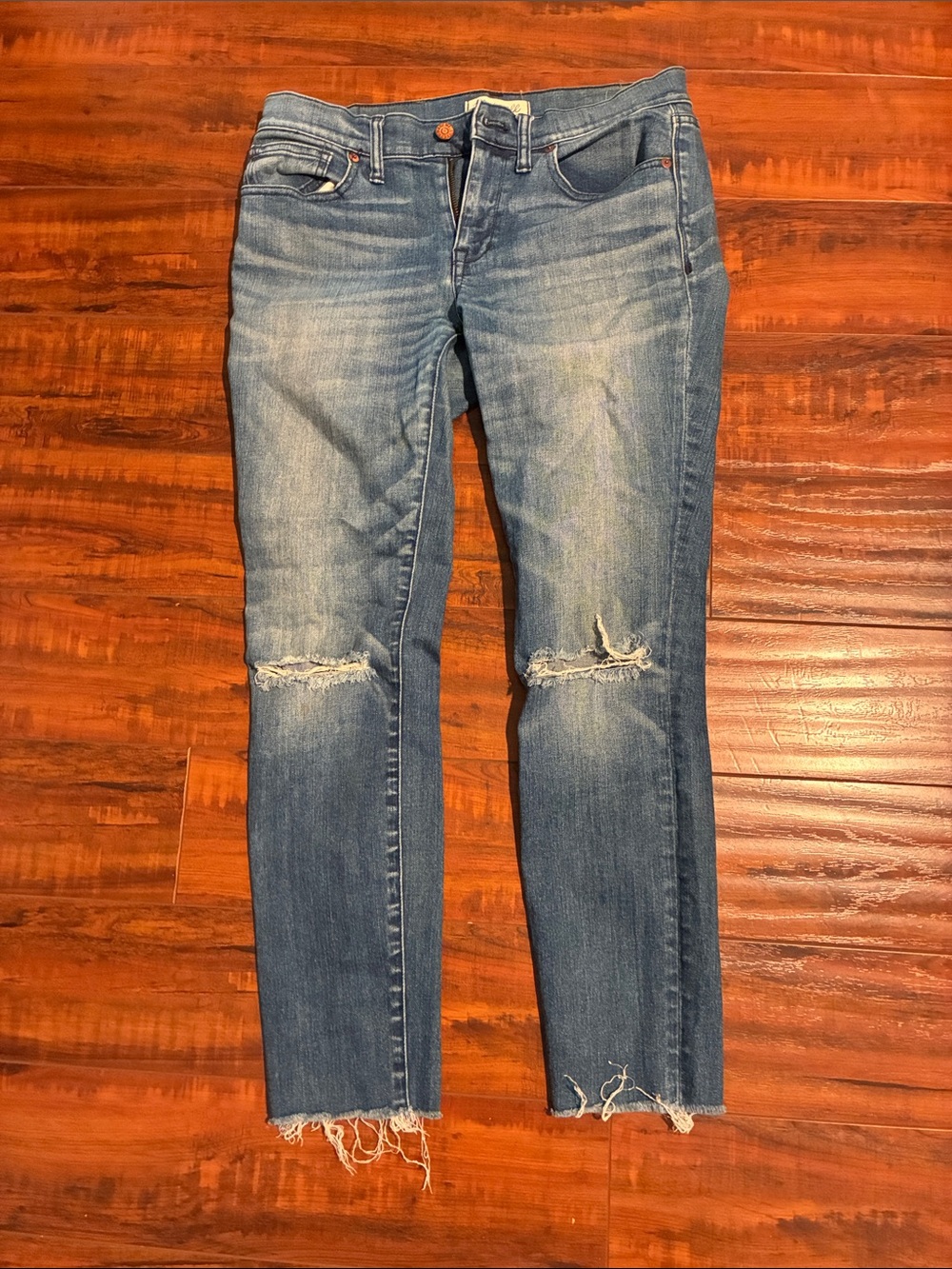 Madewell Blue Distressed Skinny Jeans